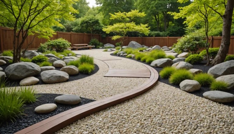 aménagement de jardin avec pierres et bois