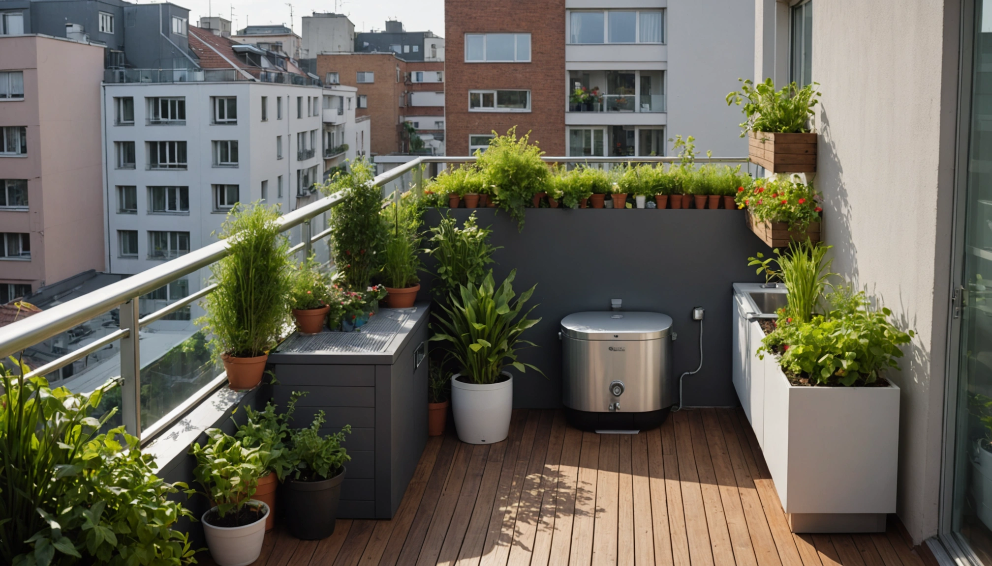 petite cuve de récupération d'eau pour balcon